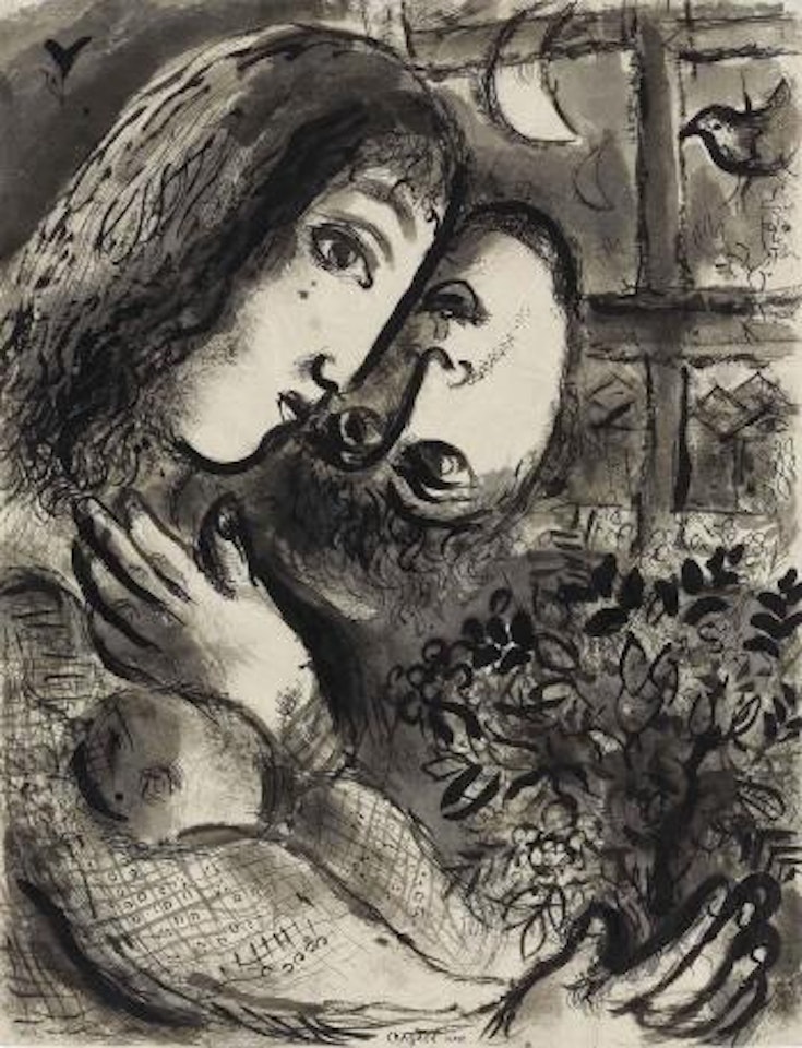 Amoureux au têtes inversées by Marc Chagall