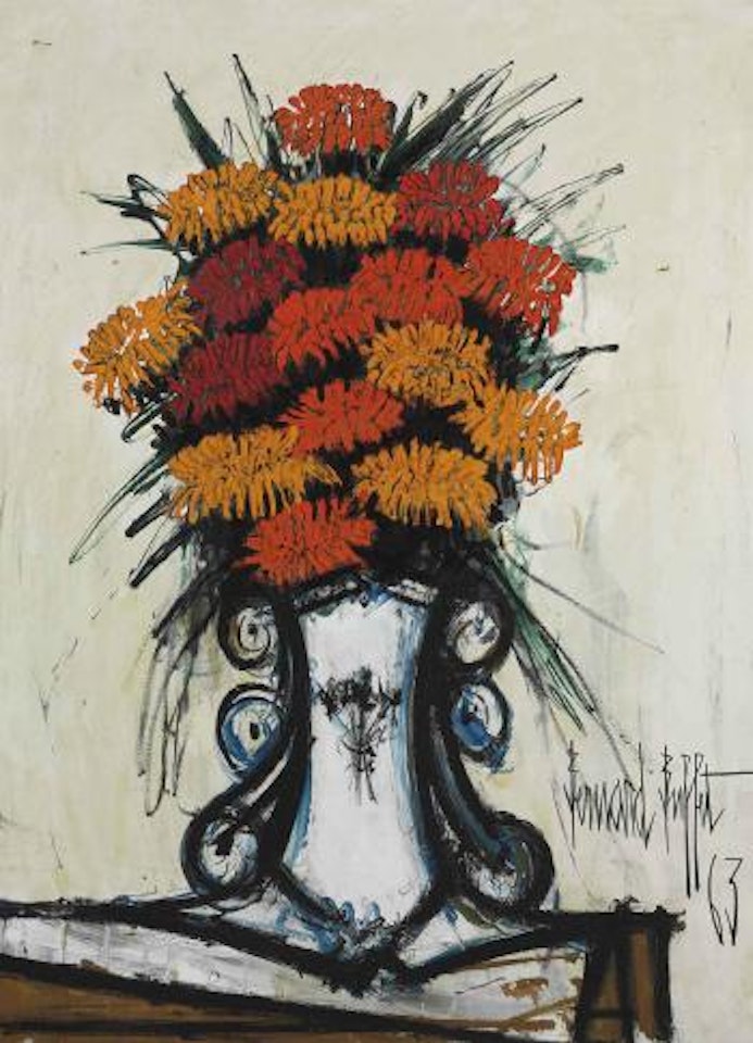 Bouquet de zillias dans un vase by Bernard Buffet