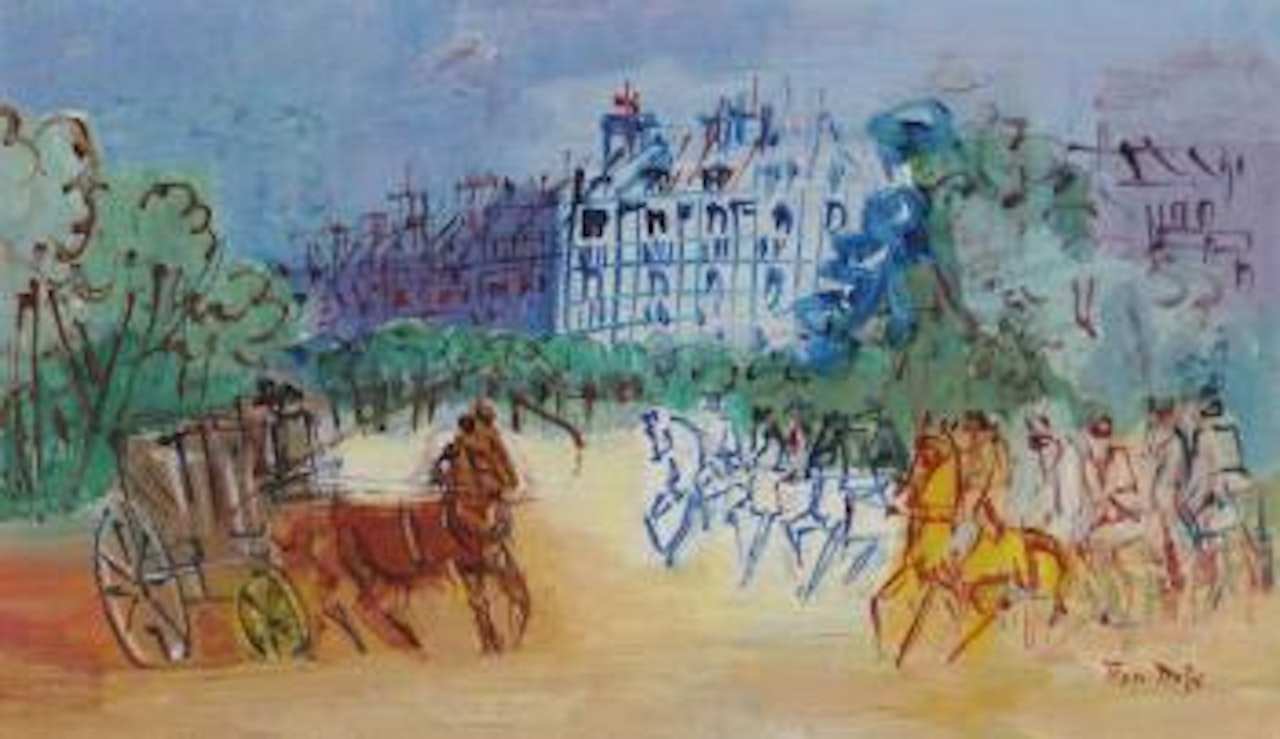 Calèche et cavaliers près du Bois de Boulogne by Jean Dufy