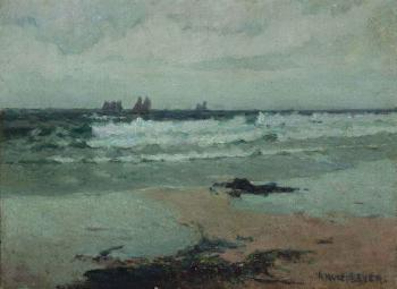 Fishing boats off the shore by Hayley Lever