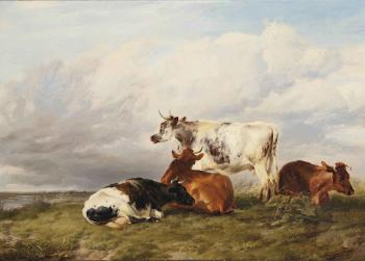 In the meadows at noon by Thomas Sidney Cooper