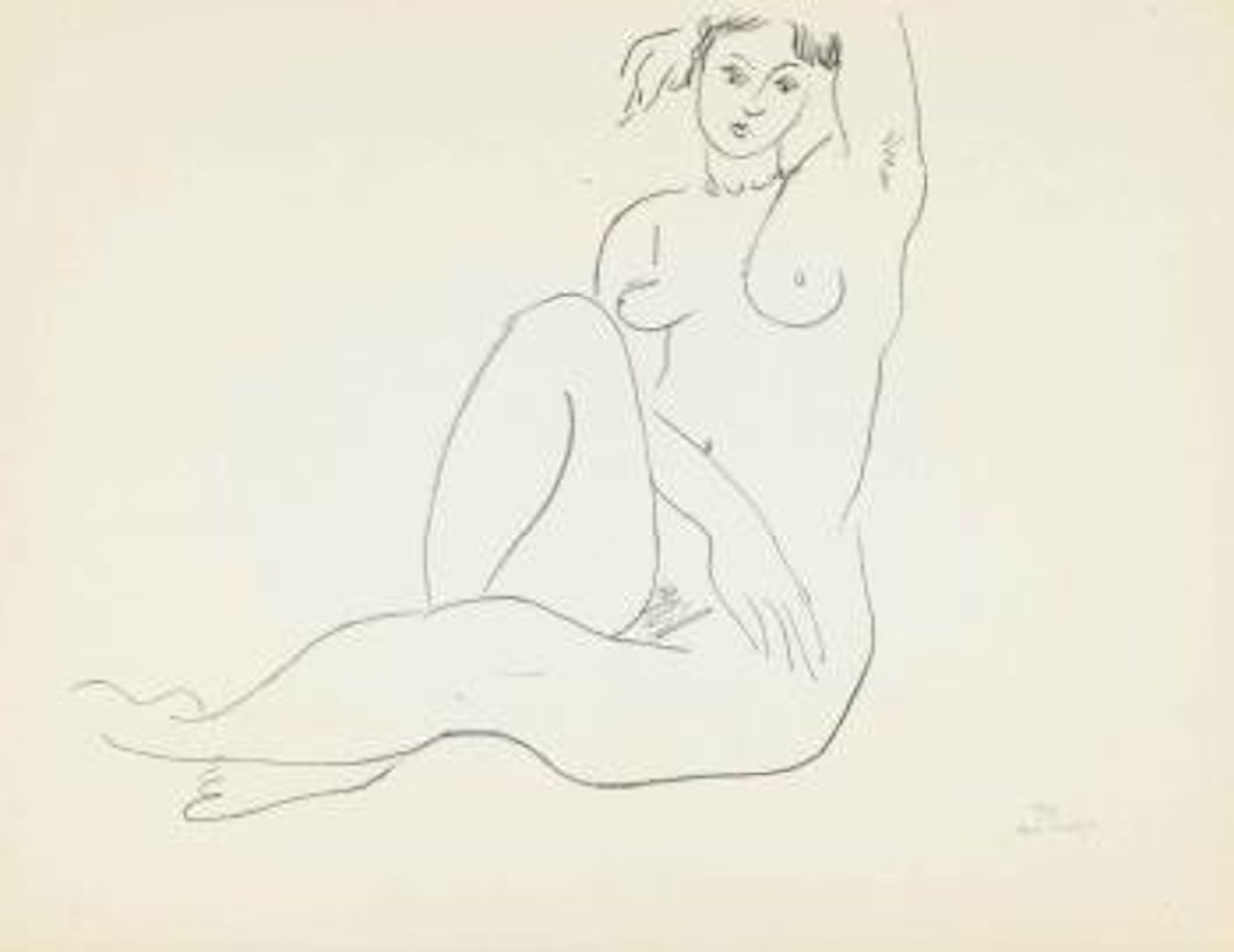 Nu assis, bras guache sur la Tête (D. 497) by Henri Matisse