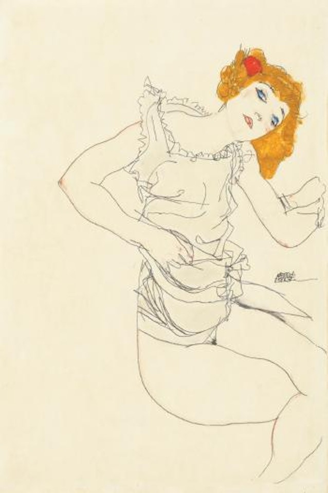 Blondes Mädchen Im Unterhemd (Blond Girl In Underwear) by Egon Schiele
