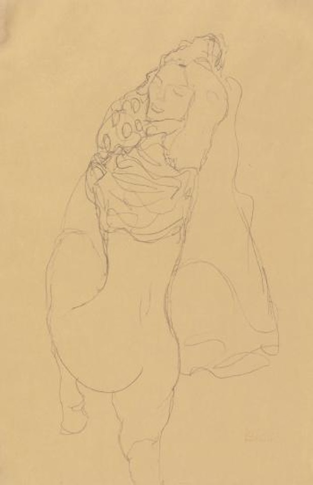 Halbakt Vom Rücken Gesehen (Half Nude Seen From The Back) by Gustav Klimt