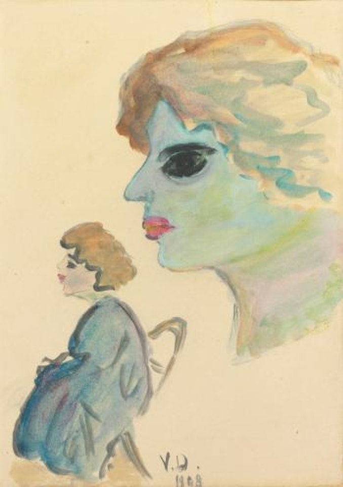 Portrait De Femme De Profil Et Femme Assise by Kees van Dongen