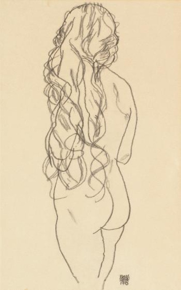 Stehender Mädchenakt Mit Langen Haaren (Standing Nude Girl With Long Hair) by Egon Schiele