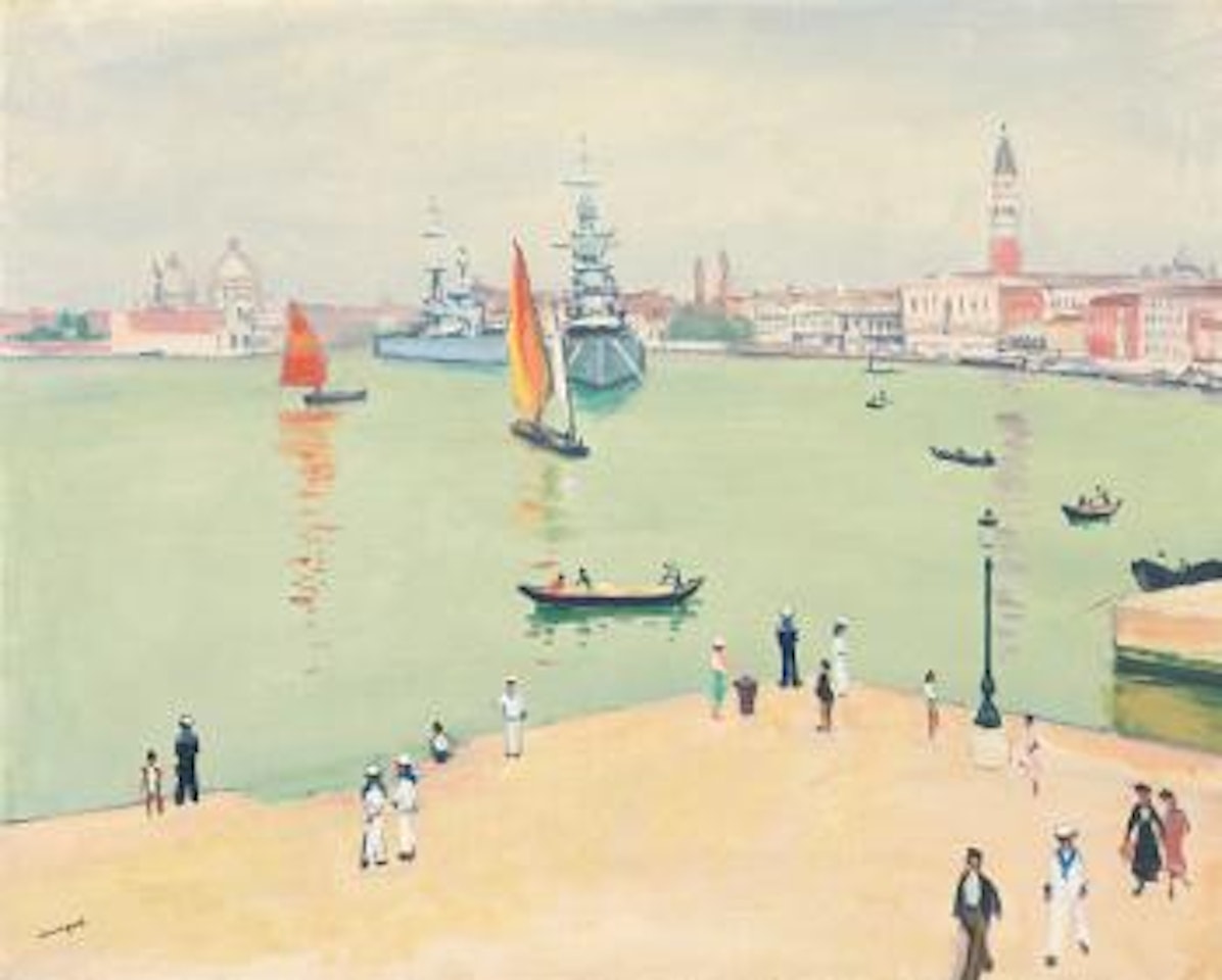 Bateaux De Guerre Sur Le Bassin, Venise by Albert Marquet