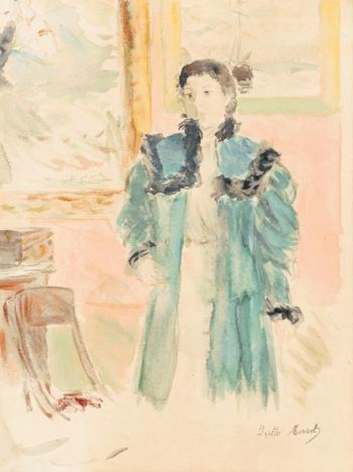 Jeune Fille Au Manteau Vert (Marthe) by Berthe Morisot