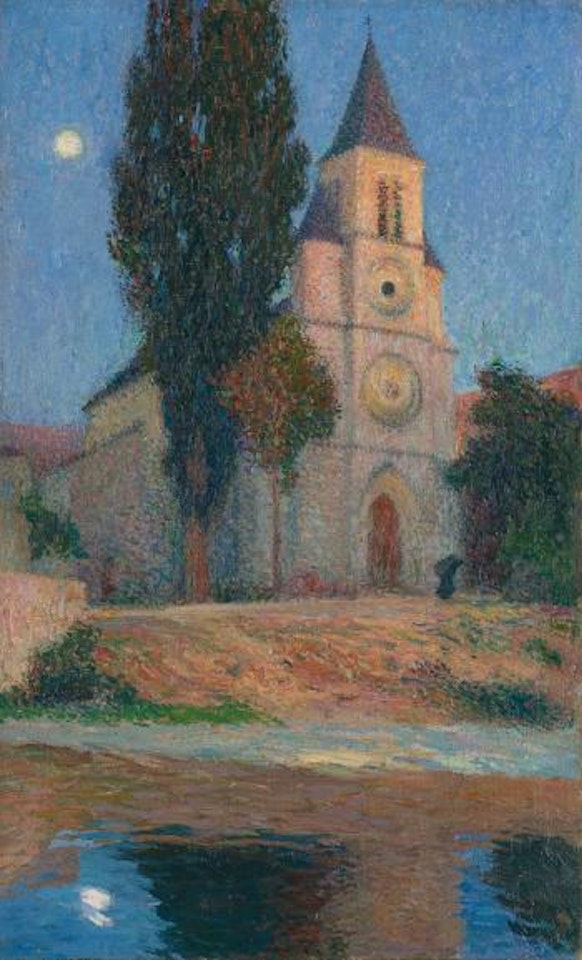 Lever De Lune Derrière L'église De La Bastide-du-vert by Henri Jean Guillaume Martin