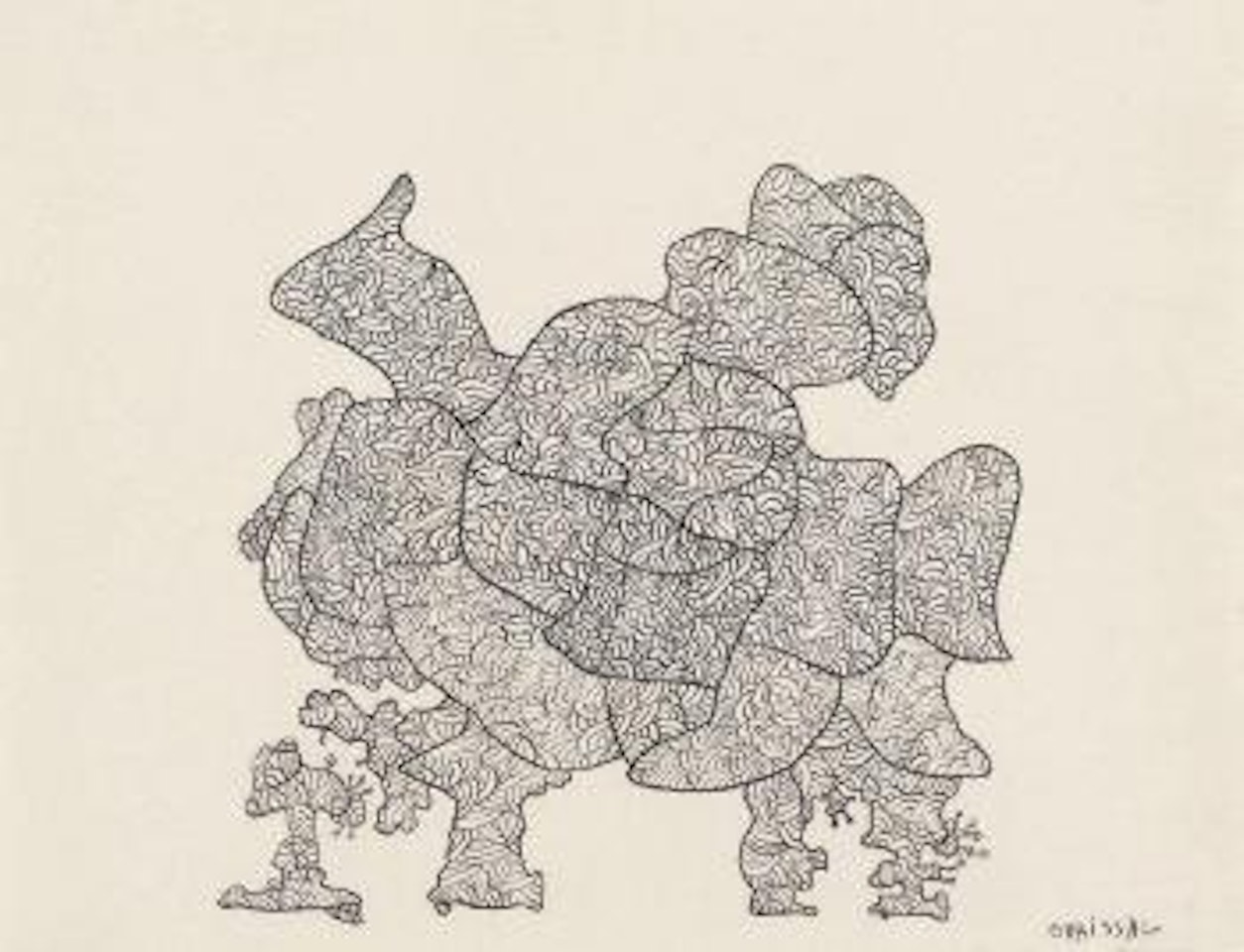 Composition aux formes entrelacées by Gaston Chaissac