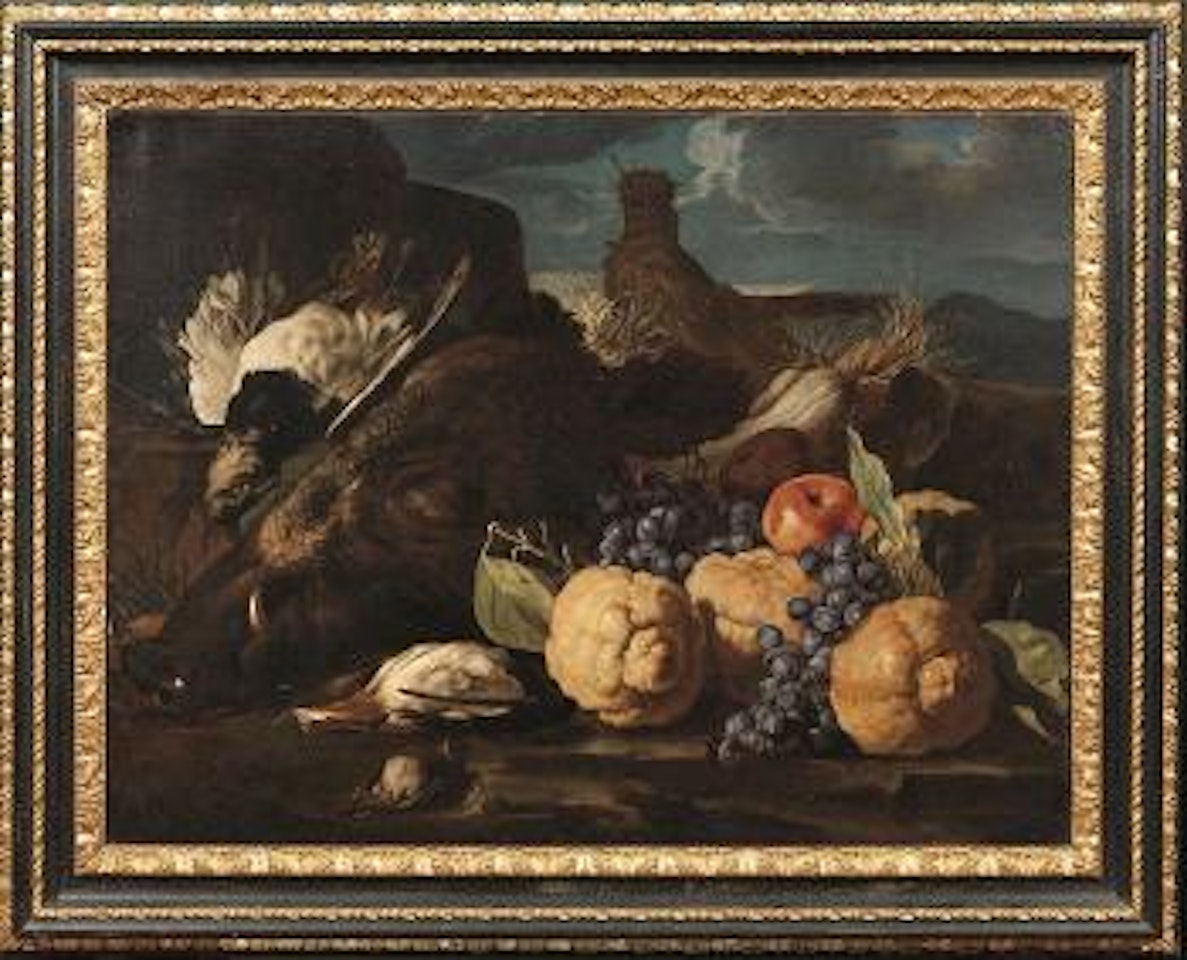 Natura morta con cedri e cacciagione in un paesaggio by Franz Werner von Tamm