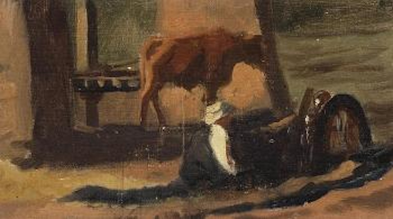 Study of Seated Figure with Ox, North Africa by Edwin Lord Weeks