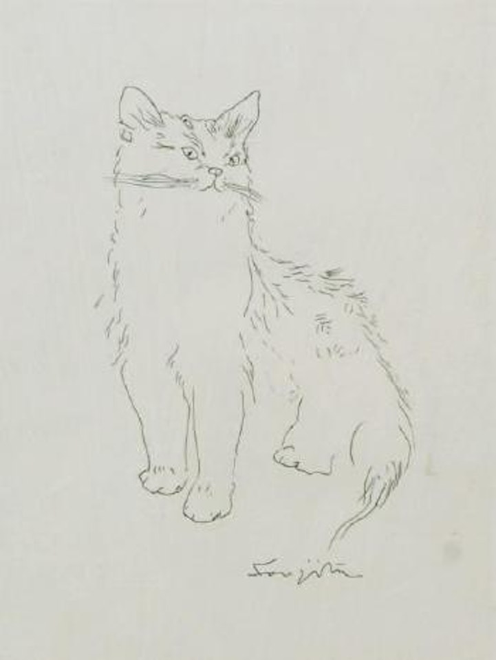 Chat assis by Leonard Tsuguharu Foujita