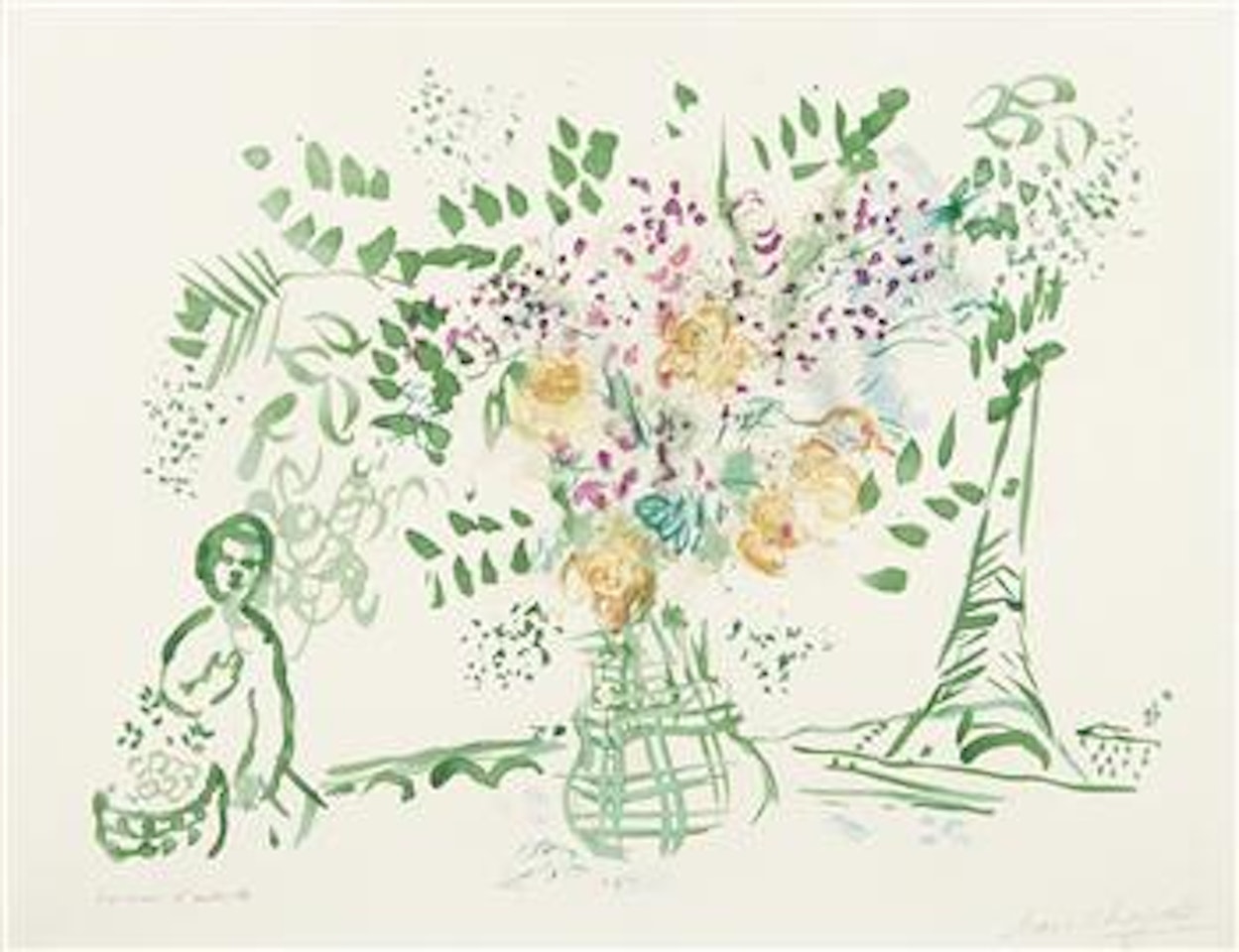 Le bouquet vert et violet (Green and Violet Bouquet) by Marc Chagall