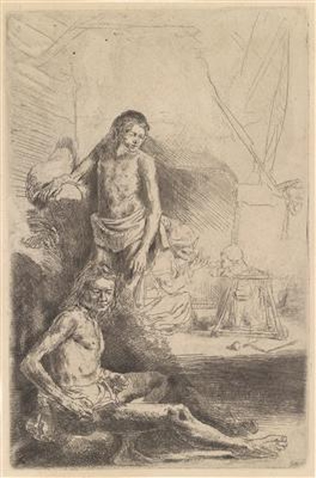 Zwei männliche Akte by Attributed to Rembrandt Harmensz van Rijn