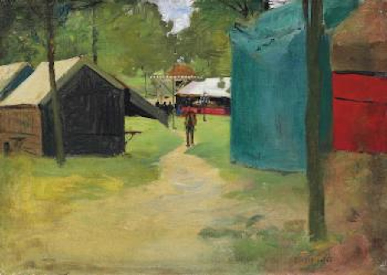 Figures in a park by Luigi Loir