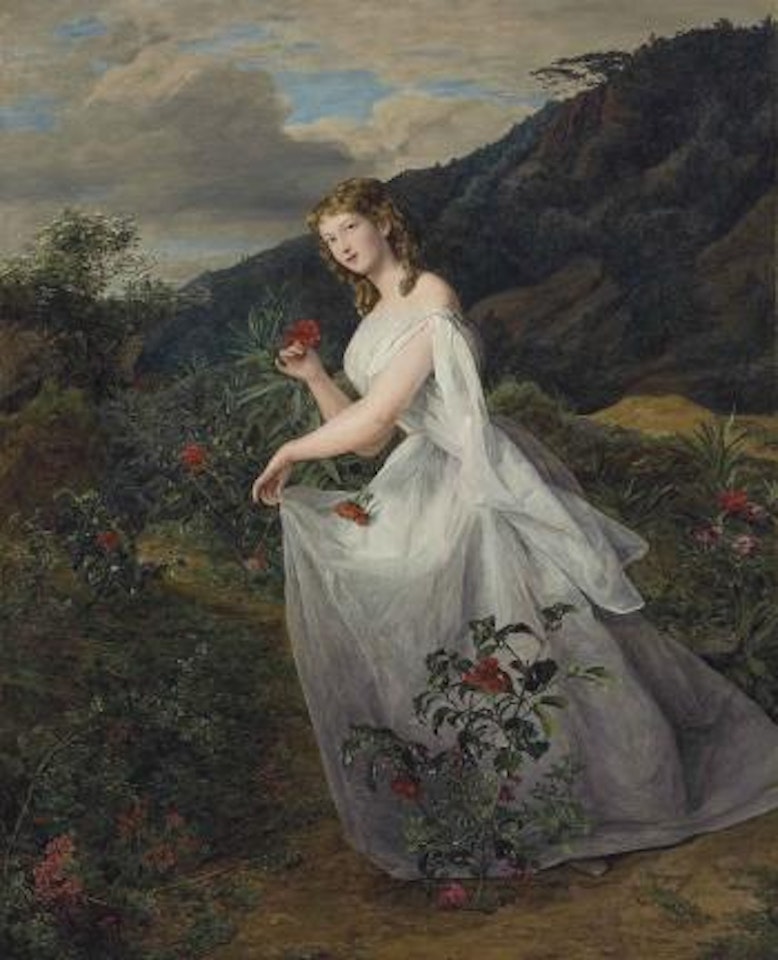 Young lady in a white dress by Ferdinand Georg Waldmüller