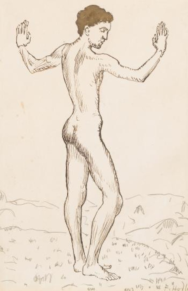 Nackter Jüngling in weiter Landschaft. by Ferdinand Hodler