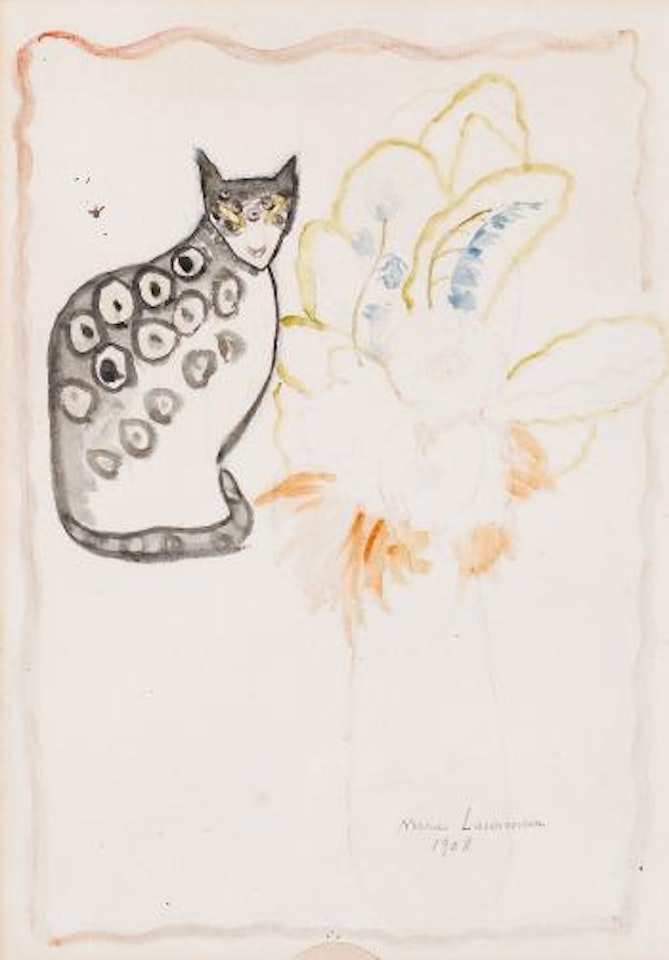 Le chat et les fleurs. by Marie Laurencin