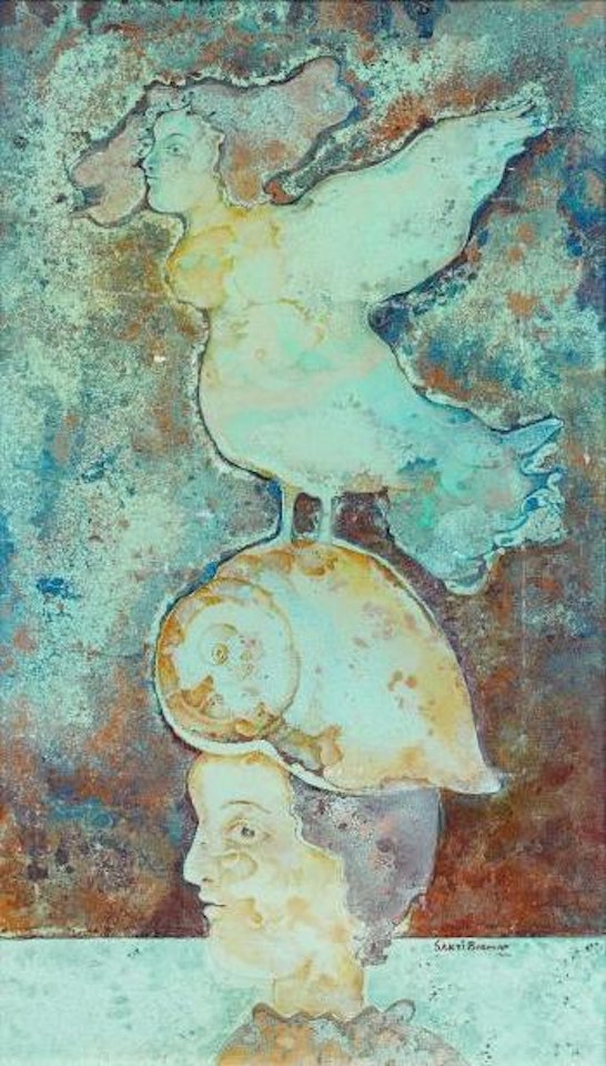 Volto di fanciullo e colombo by Sakti Burman