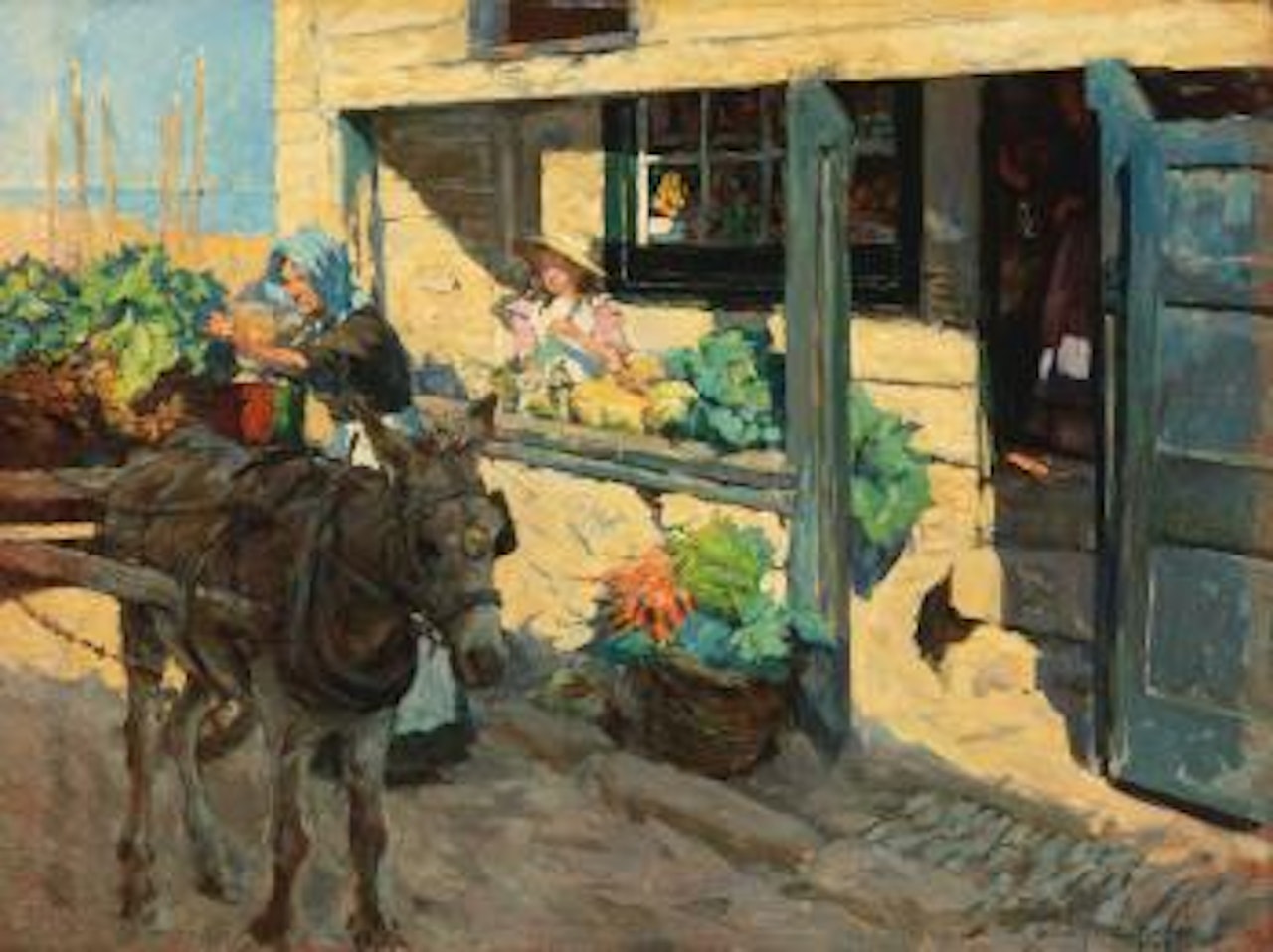 Sunshine And Shadow: The Village Shop Above Newlyn Harbour by Stanhope Alexander Forbes