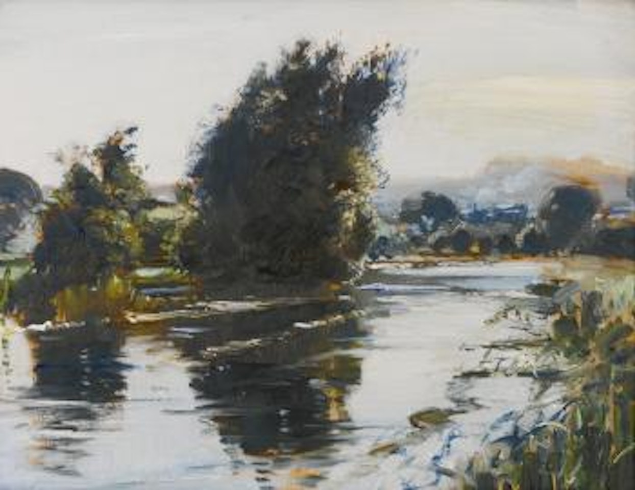 A Steam-train In A River Landscape by Edward Seago