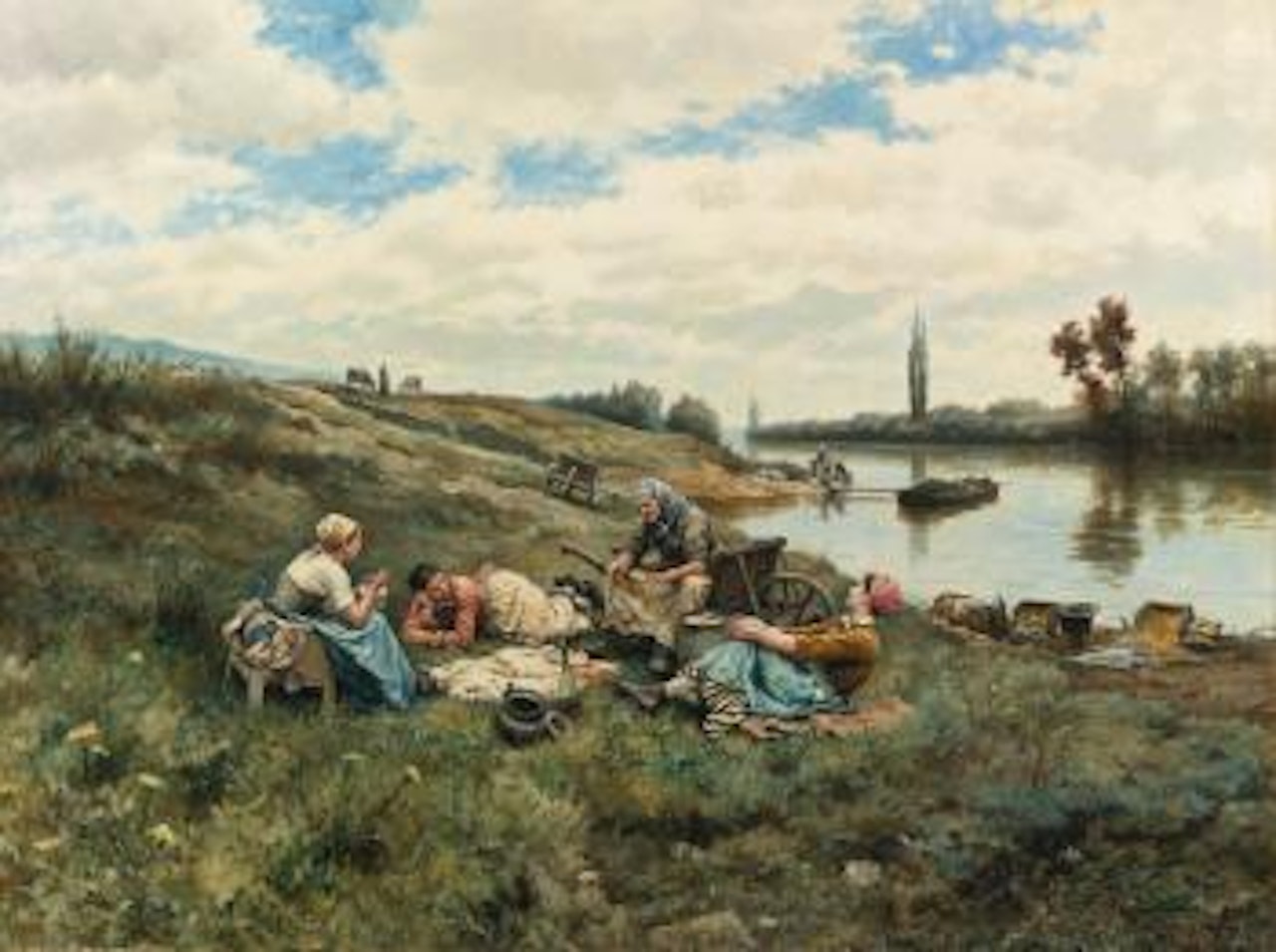 Après Un Déjeuner: Bords De La Seine by Daniel Ridgway Knight