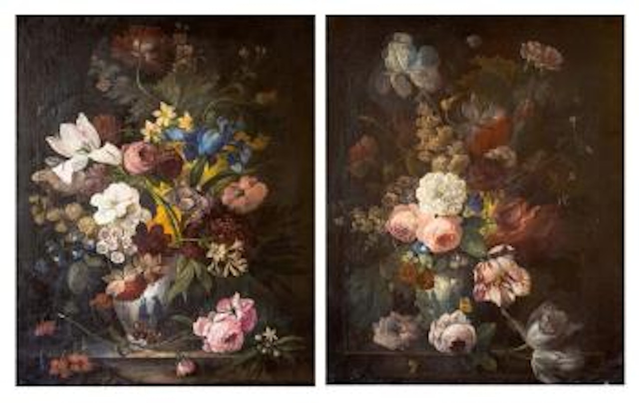 Fleurs dans un vase sur un parapet by Pieter Faes by French School