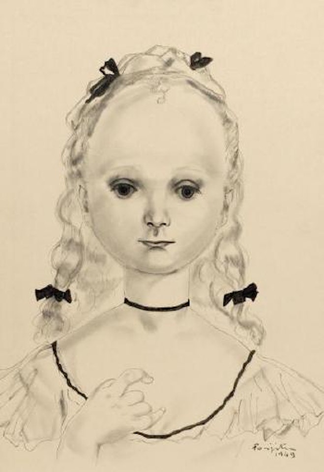 Jeune fille aux tresses by Leonard Tsuguharu Foujita