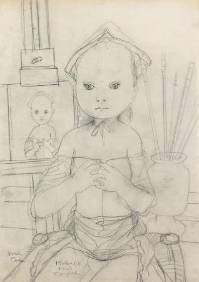 Le jeune modèle et son portrait by Leonard Tsuguharu Foujita