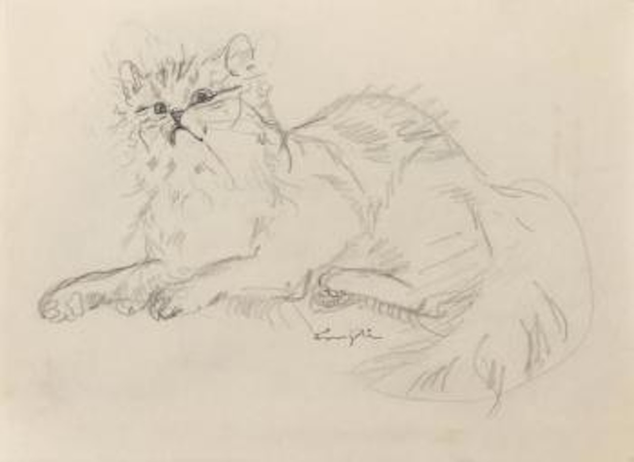 Chat en alerte by Leonard Tsuguharu Foujita