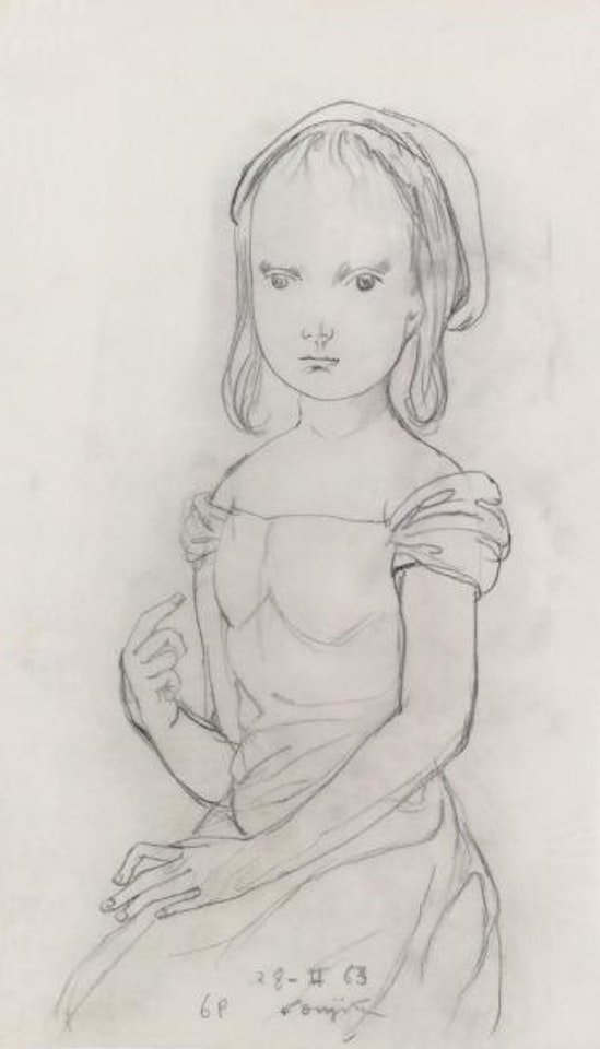 Jeune fille au beret se designant by Leonard Tsuguharu Foujita