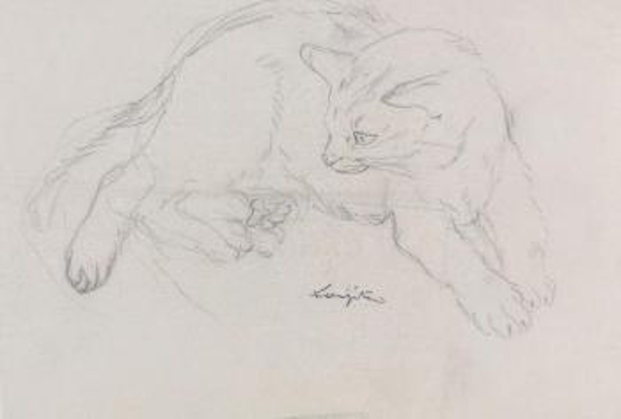 Chaton jouant avec ses pattes by Leonard Tsuguharu Foujita