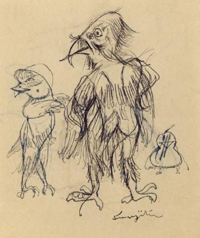 Animaux de fable - oies by Leonard Tsuguharu Foujita