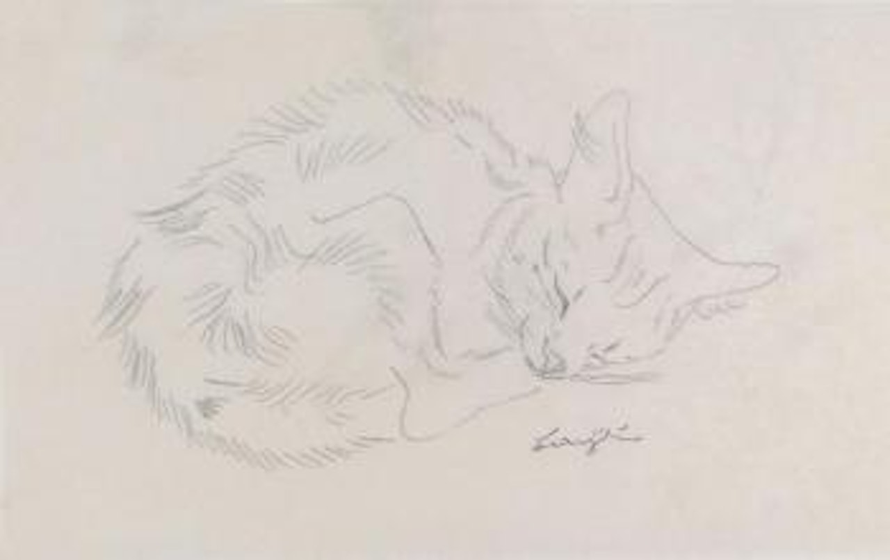Chaton endormi by Leonard Tsuguharu Foujita