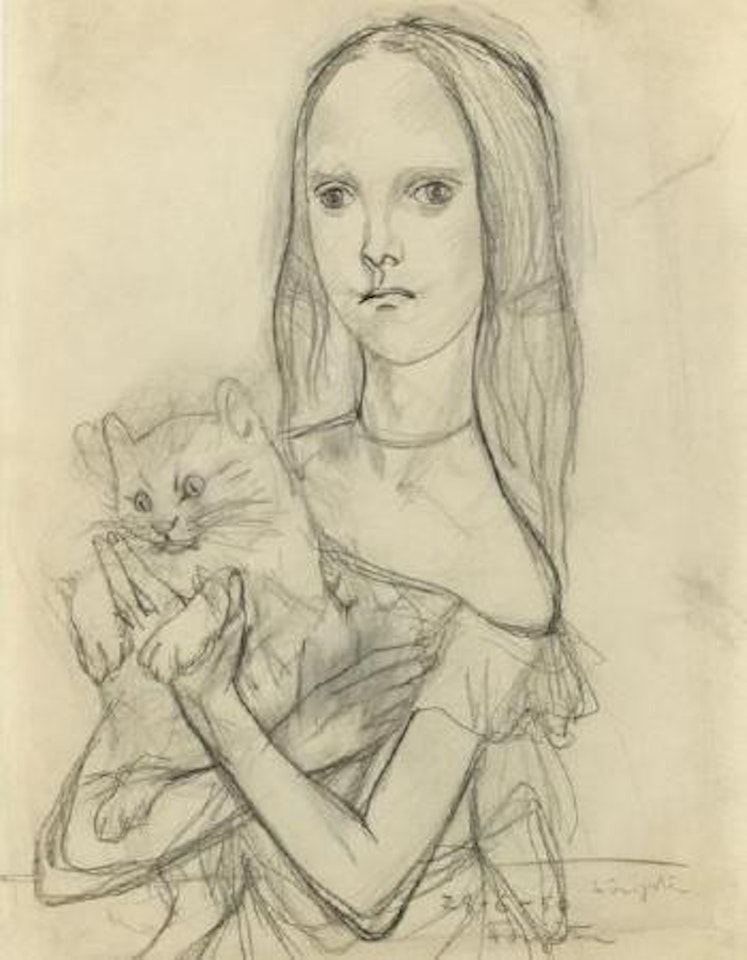 Fillette au chat by Leonard Tsuguharu Foujita