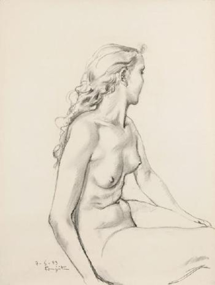Nu assis by Leonard Tsuguharu Foujita