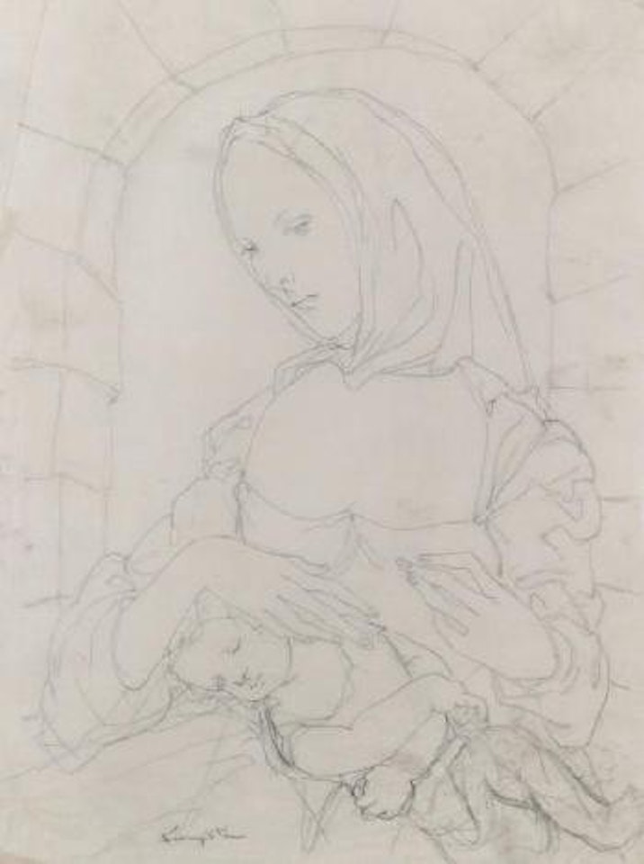 Madone et enfant sous une arche by Leonard Tsuguharu Foujita