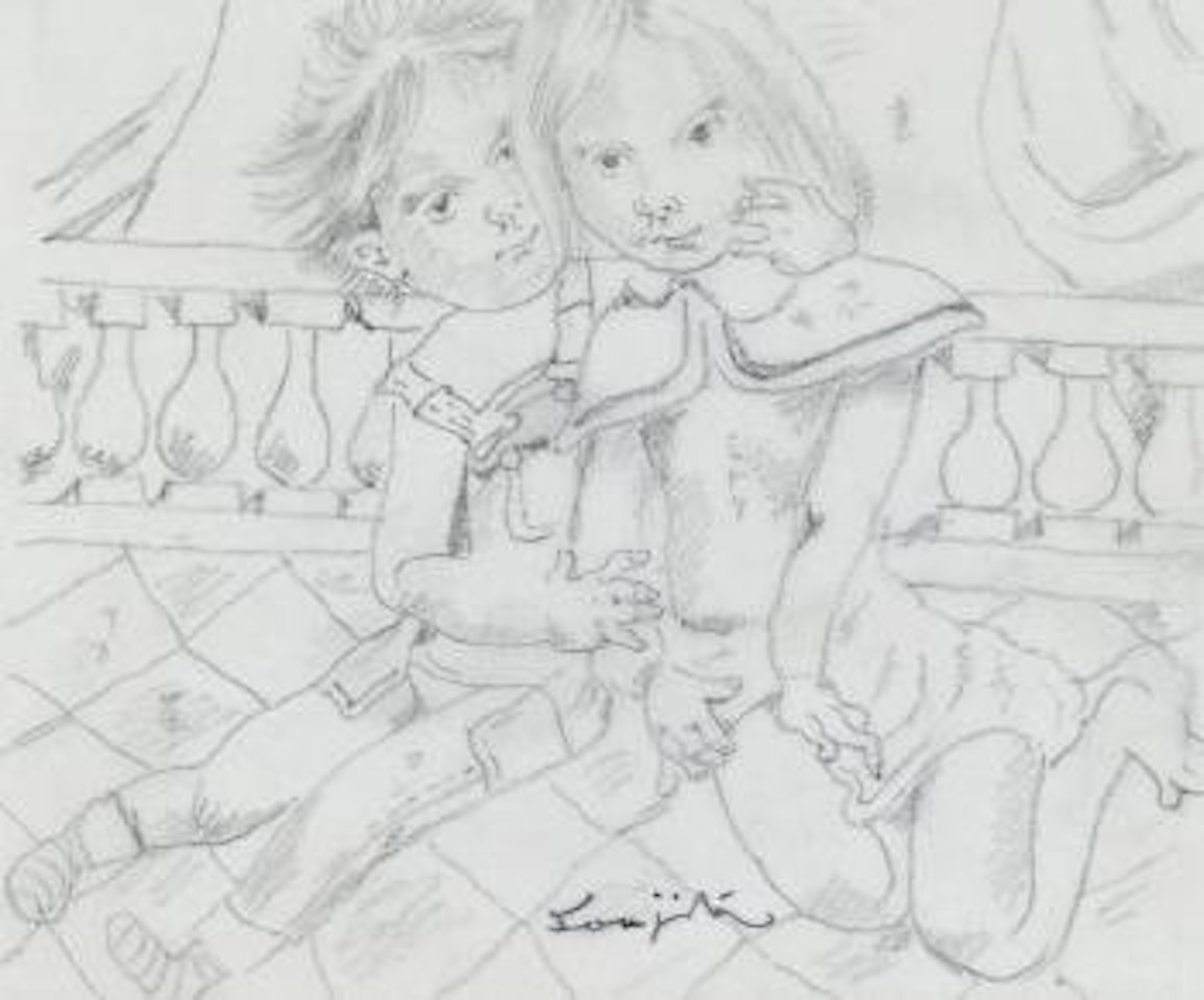 Les petits amoureux au balcom by Leonard Tsuguharu Foujita