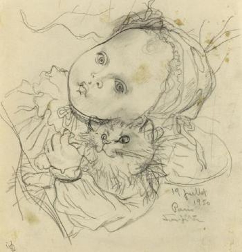 Poupon et son chat by Leonard Tsuguharu Foujita