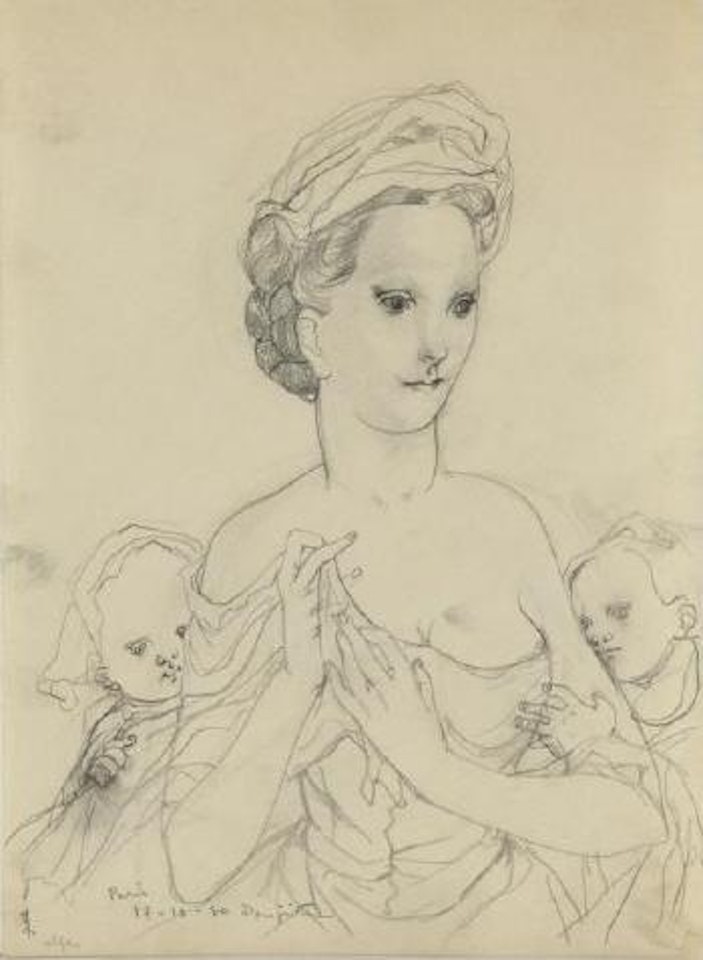 Mère et ses deux enfants by Leonard Tsuguharu Foujita