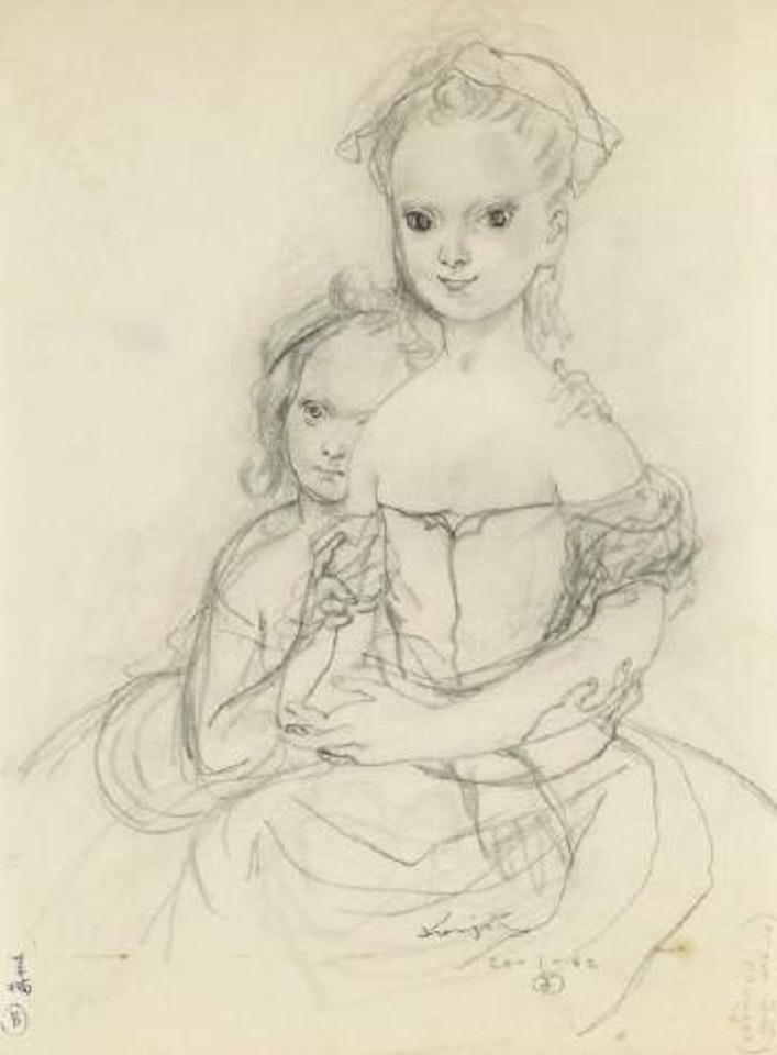 Jeune fille et sa petite sœur by Leonard Tsuguharu Foujita