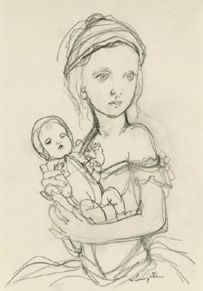Jeune fille et sa poupée by Leonard Tsuguharu Foujita