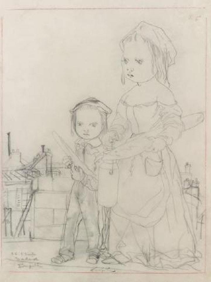 Les deux enfants portant le pain et le lai by Leonard Tsuguharu Foujita