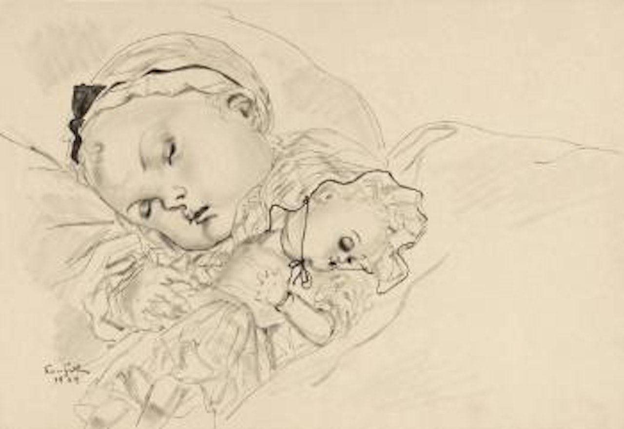 Fillette endormie à la poupée by Leonard Tsuguharu Foujita