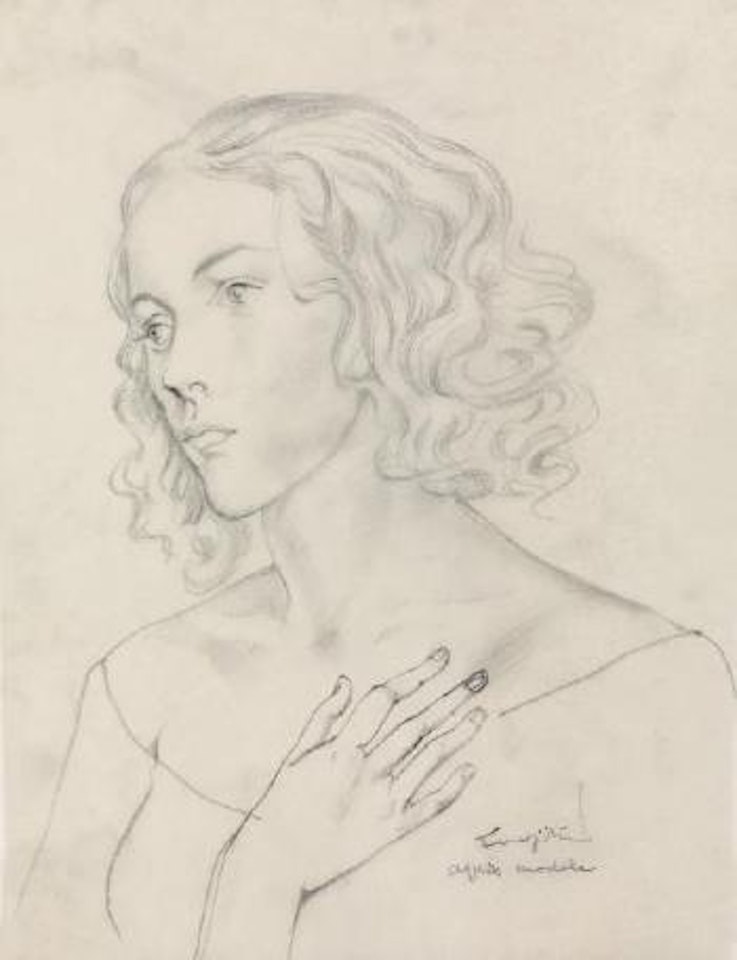 Jeune femme la main sur la gorge by Leonard Tsuguharu Foujita