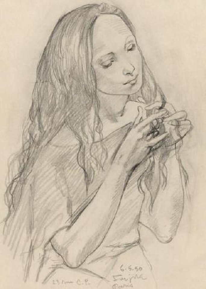 Femme tressant ses cheveux by Leonard Tsuguharu Foujita