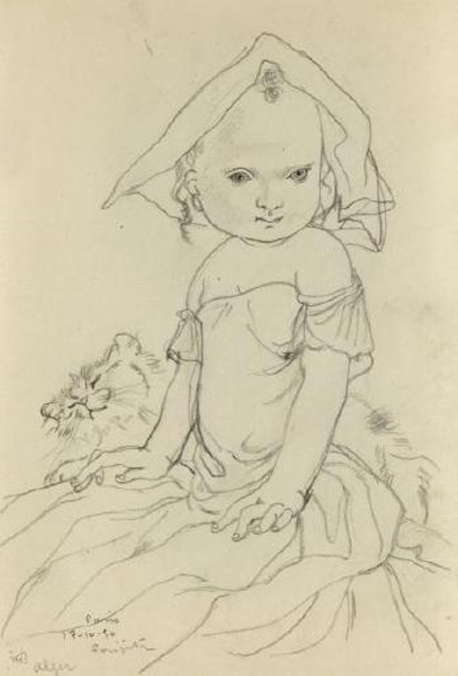 Petite fille au chat by Leonard Tsuguharu Foujita