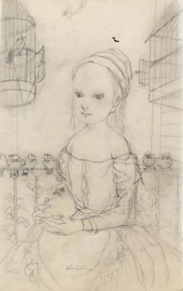 Petite fille au pigeon by Leonard Tsuguharu Foujita