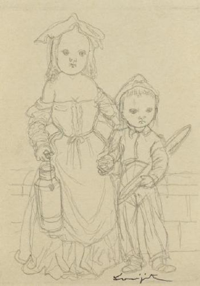 Enfants à la baguette et au pot au lait by Leonard Tsuguharu Foujita